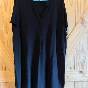 H&M Classic Black Short Sleeve Caftan Dress with Mandarin Collar Size 18 Summer